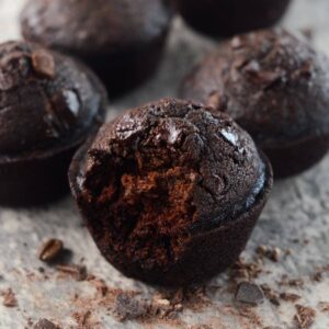 a chocolate espresso muffin close up photo