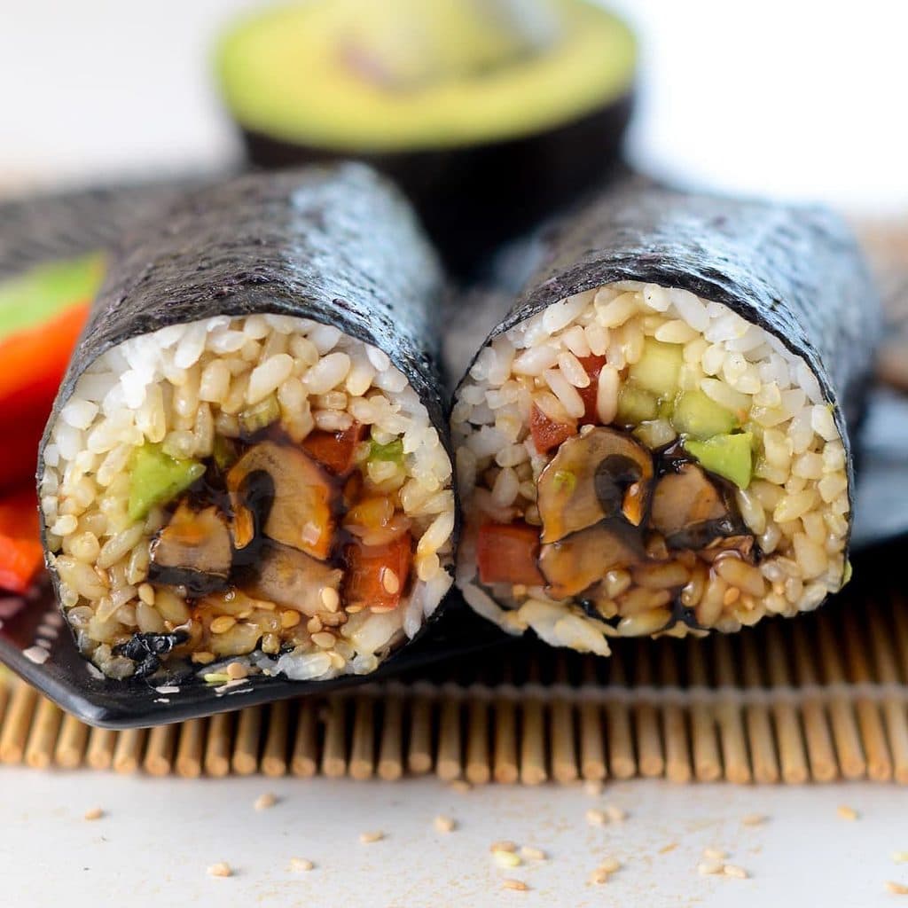 Teriyaki Mushroom Sushi Burrito
