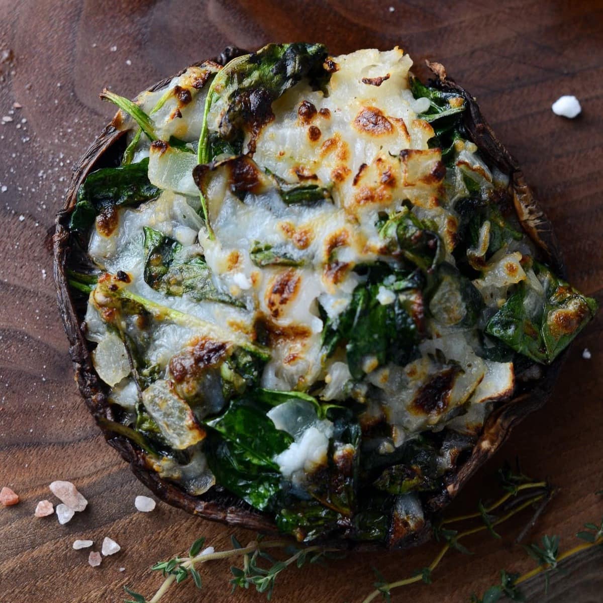This is a photo of a stuffed mushroom. 