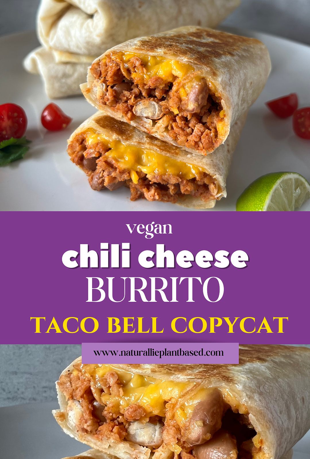 Chili Cheese Burrito (Vegan, Taco Bell Copycat) - Naturallie Plant-Based