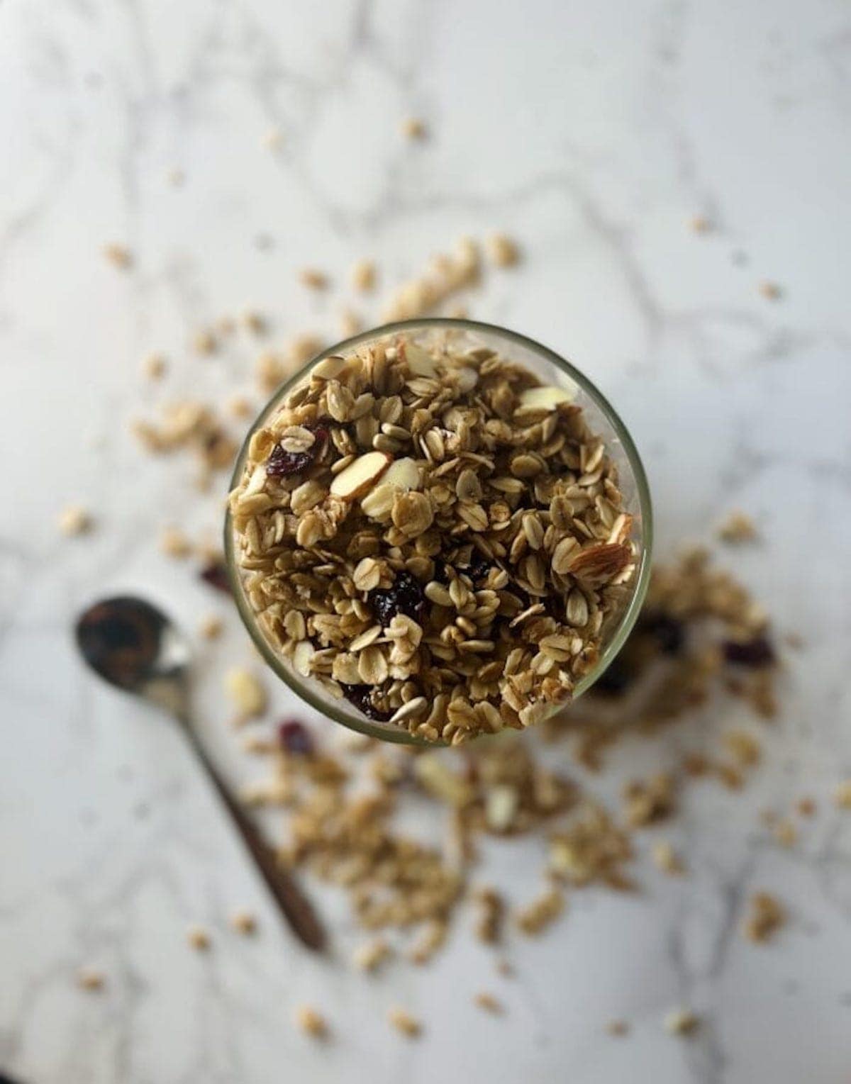 This is a photo of 15 minute stovetop granola (overhead shot).