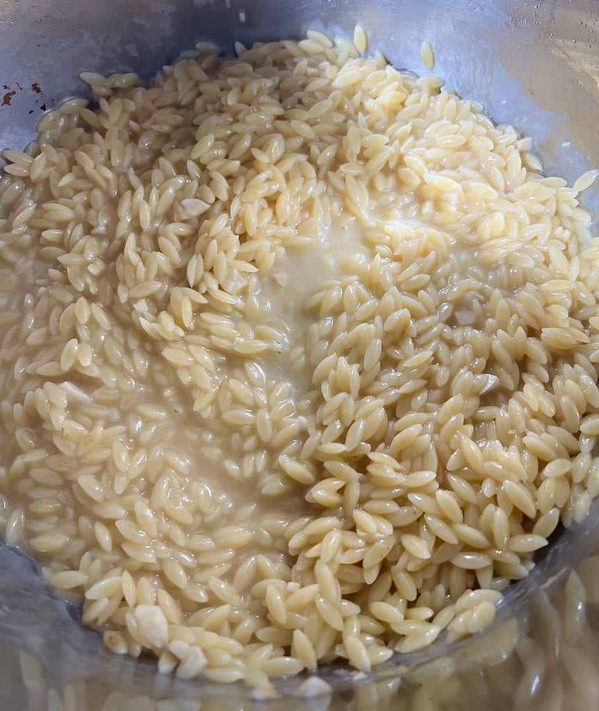final instant pot image of cooked orzo 