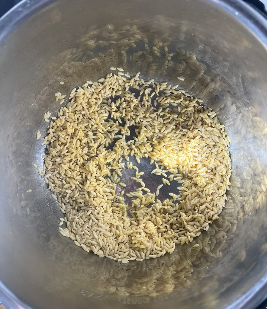 instant pot image of orzo added