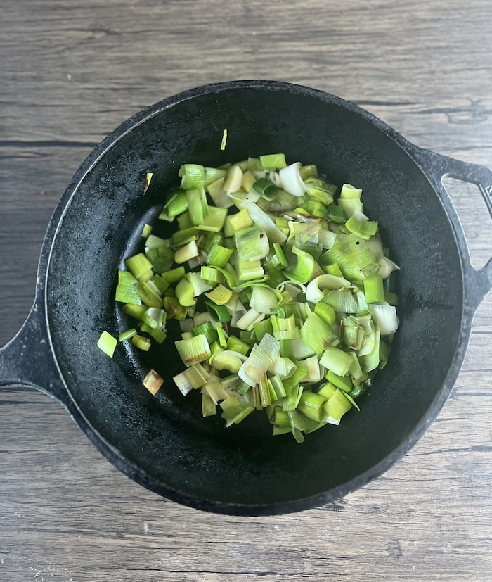 This is a picture of sauteed leeks.