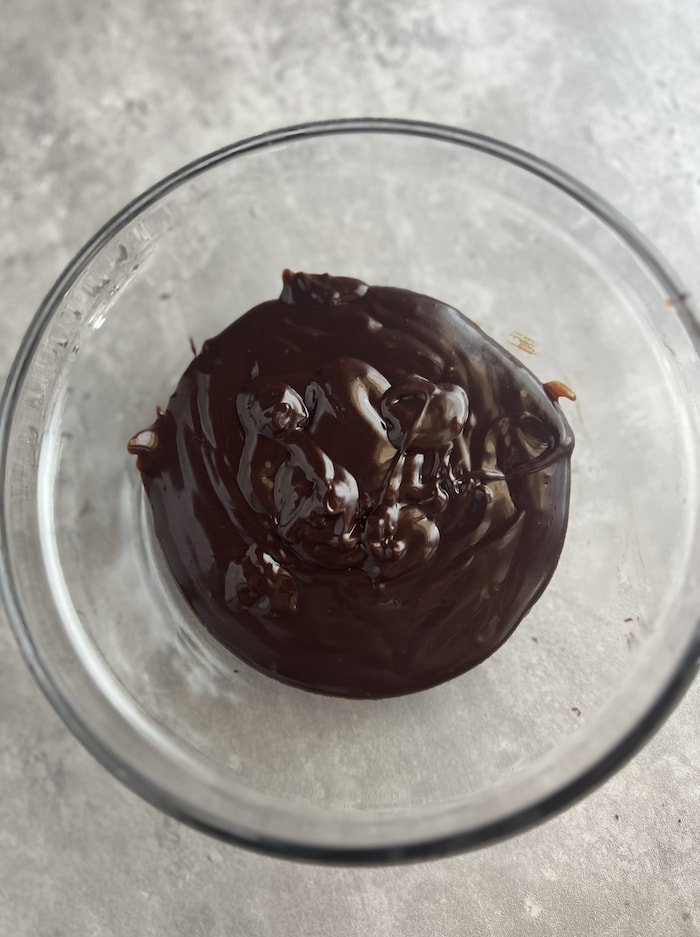 This is a picture of melted chocolate in a bowl. 