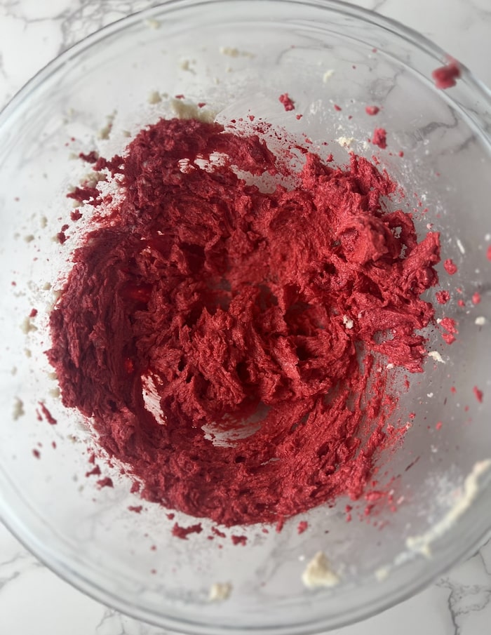 This is a picture of red velvet dough.