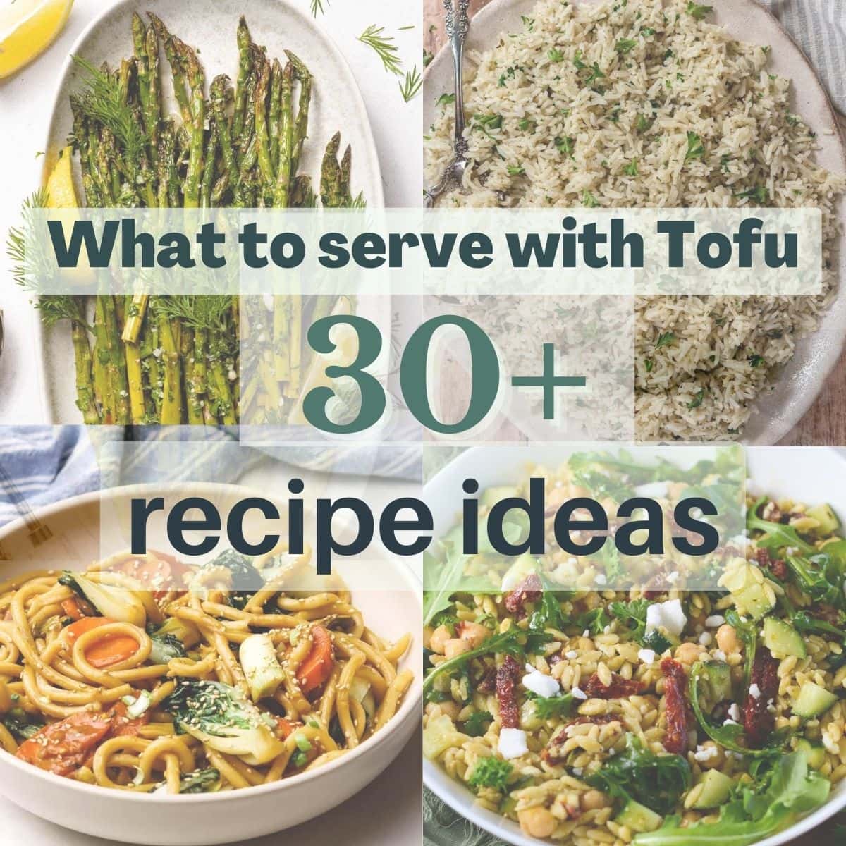 This is a photo that states What to serve with tofu, 30+ ideas