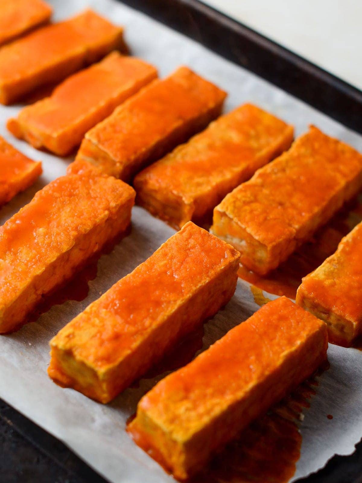 This is a photo of buffalo tofu after it's cooked.