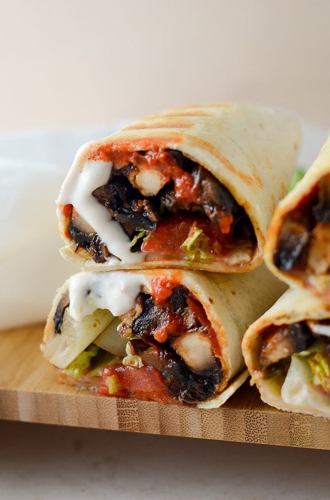 Grilled Portobello Mushroom Wrap with Yogurt Tahini Sauce