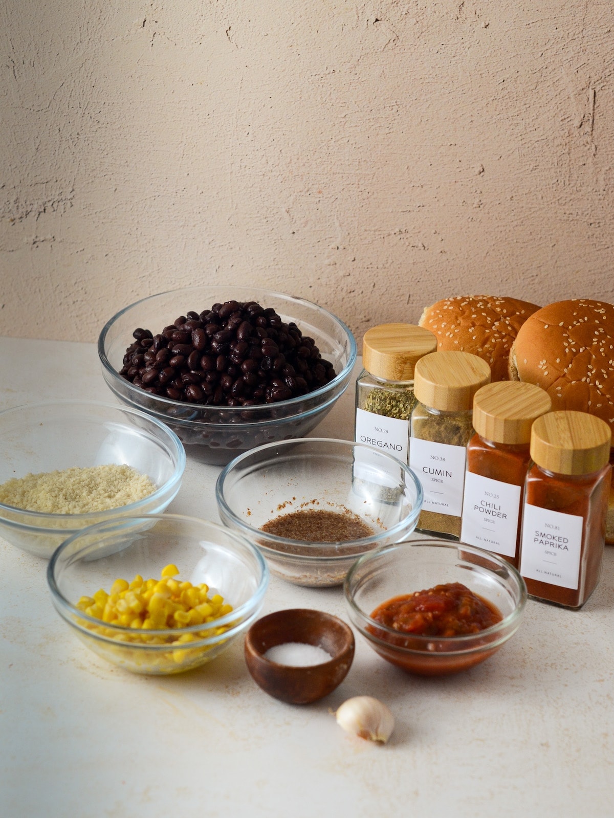 This is a photo of the ingredients for southwest burgers.