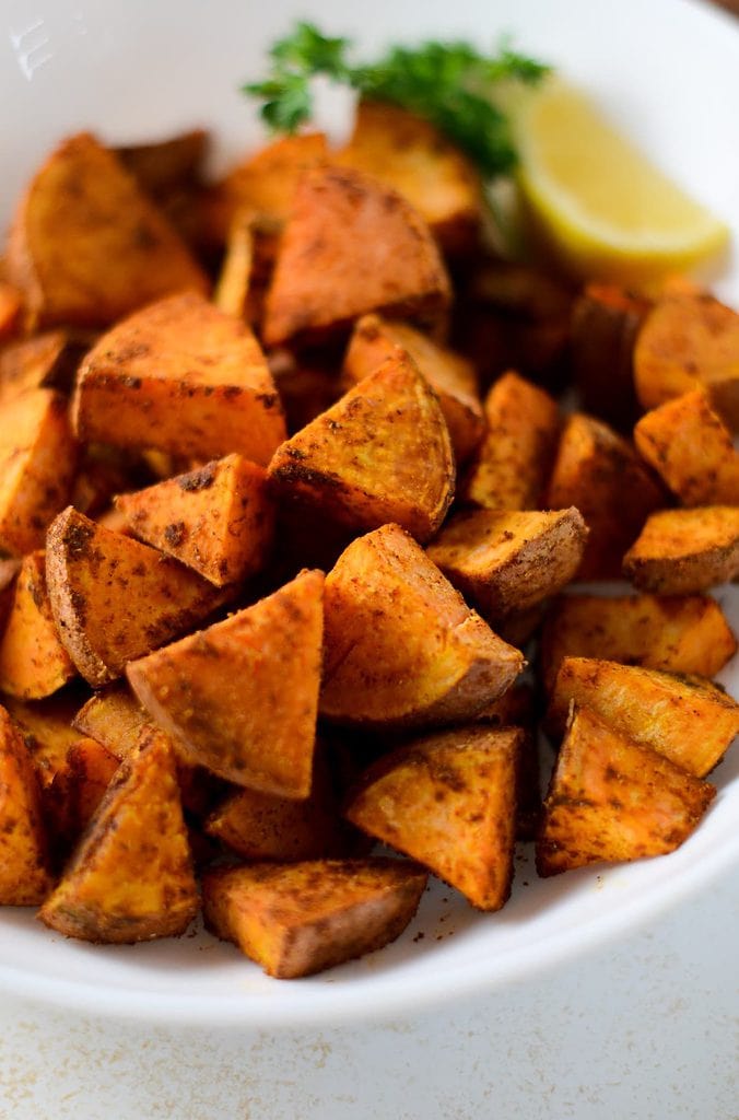 Moroccan Spiced Roasted Sweet Potatoes