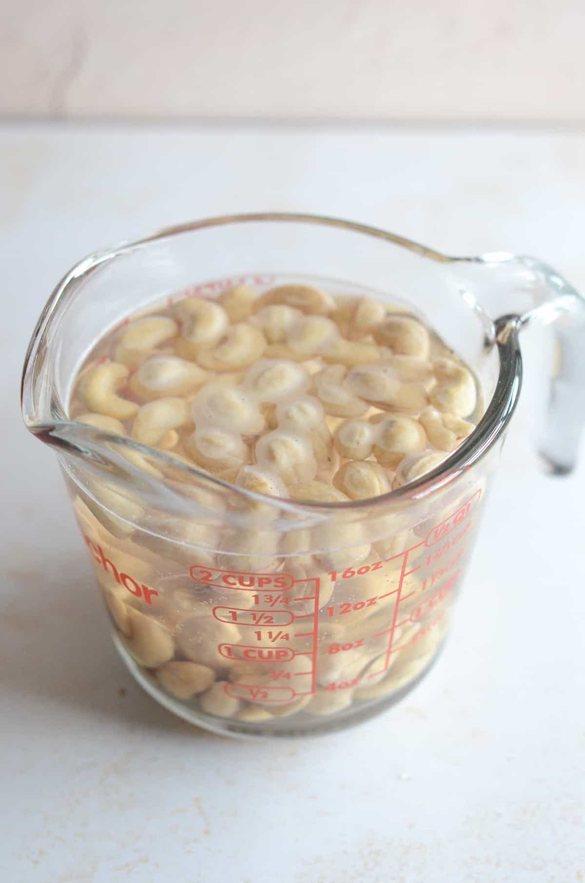 This is a photo of cashews soaking.