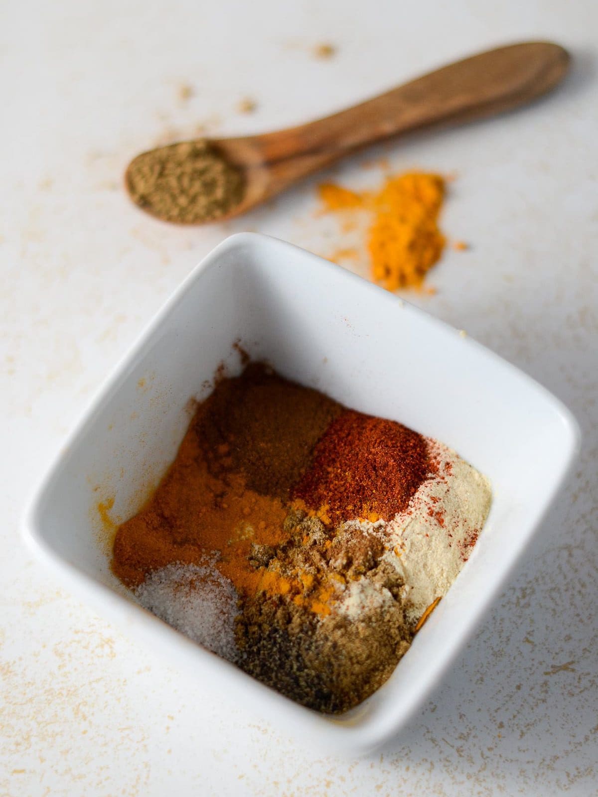 This is a photo of the spices on a bowl.
