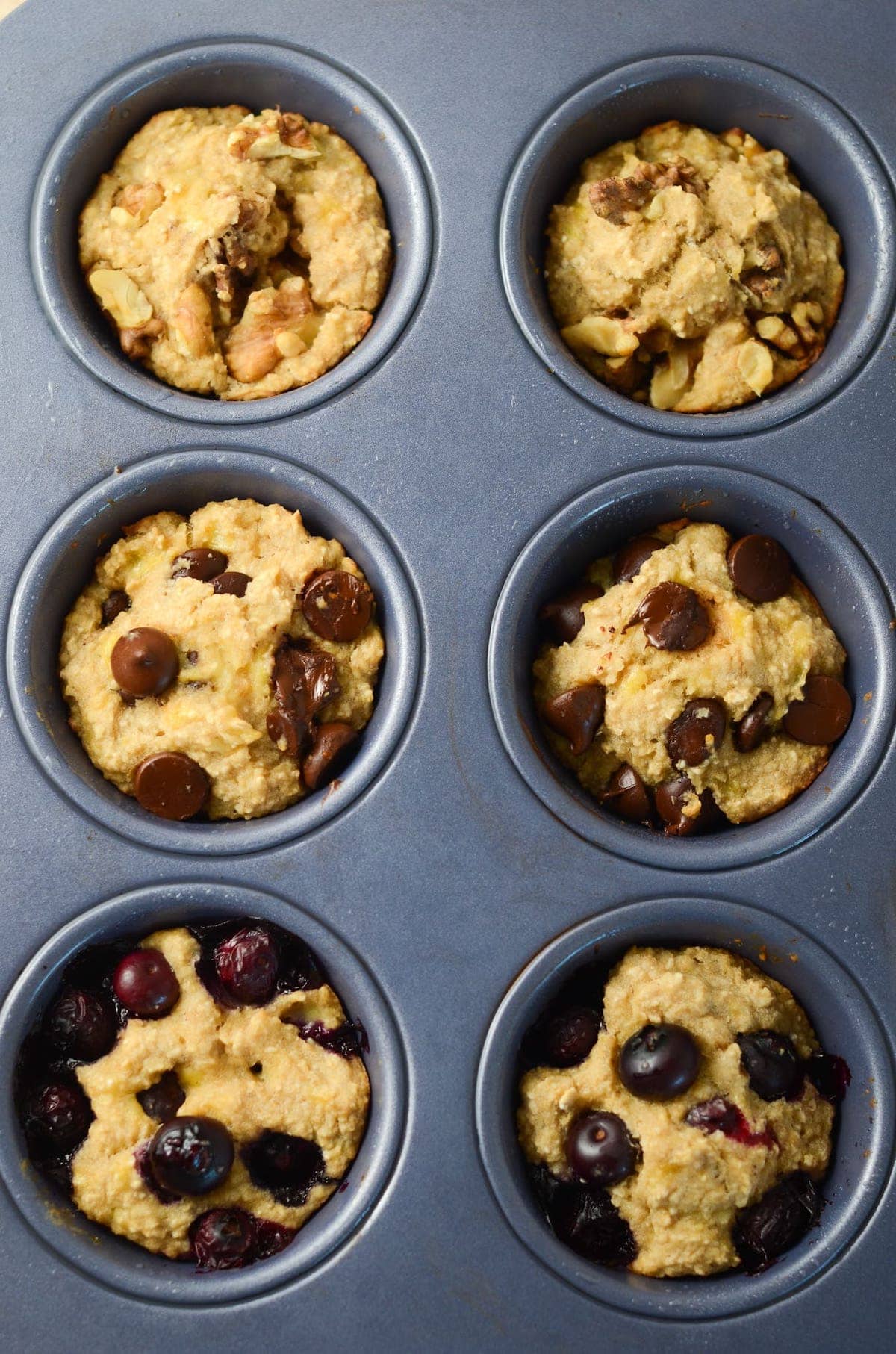 This is a photo of an overhead shot of the cooked muffins 