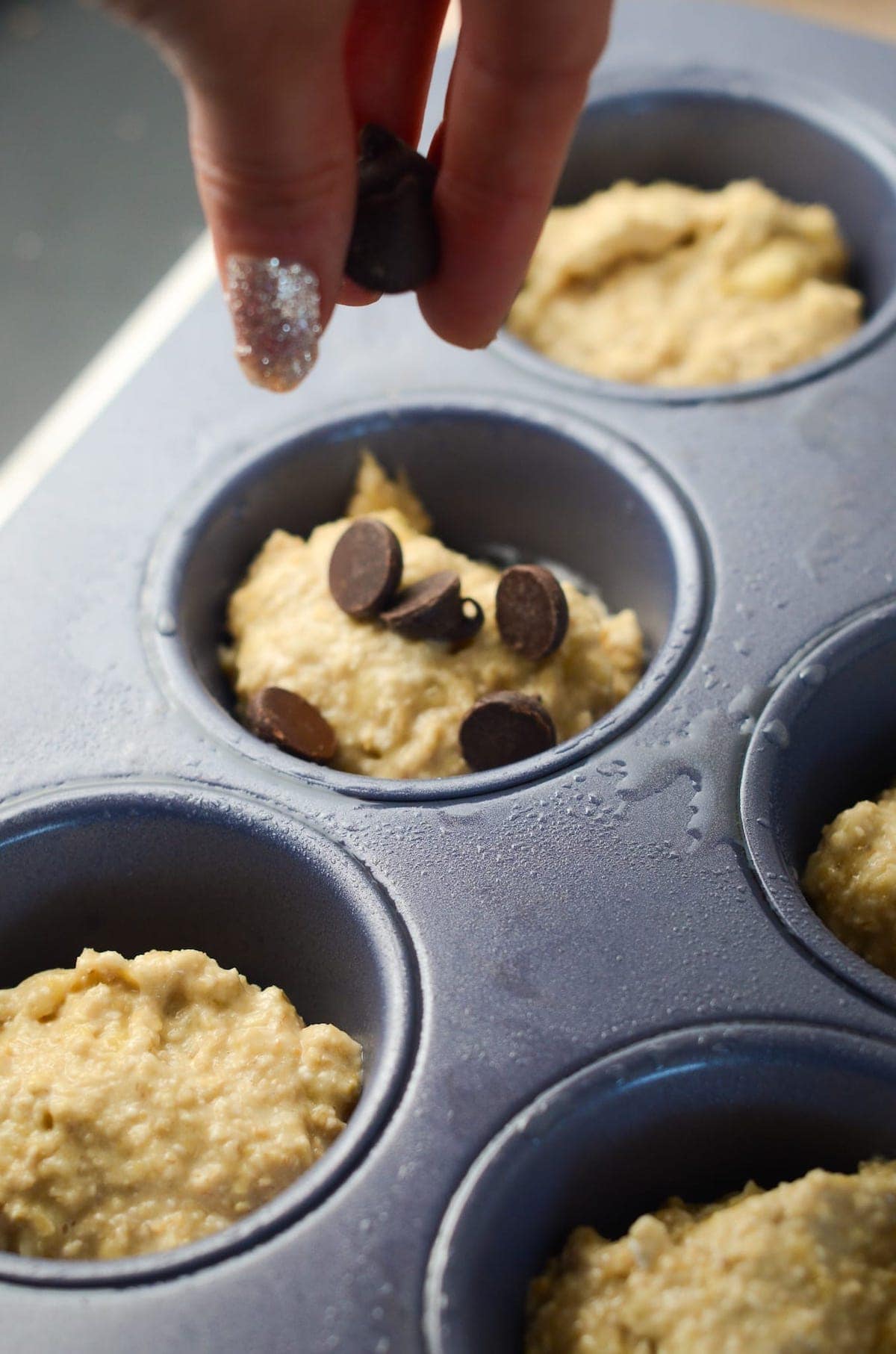 This is a photo of chocolate chips on top. 