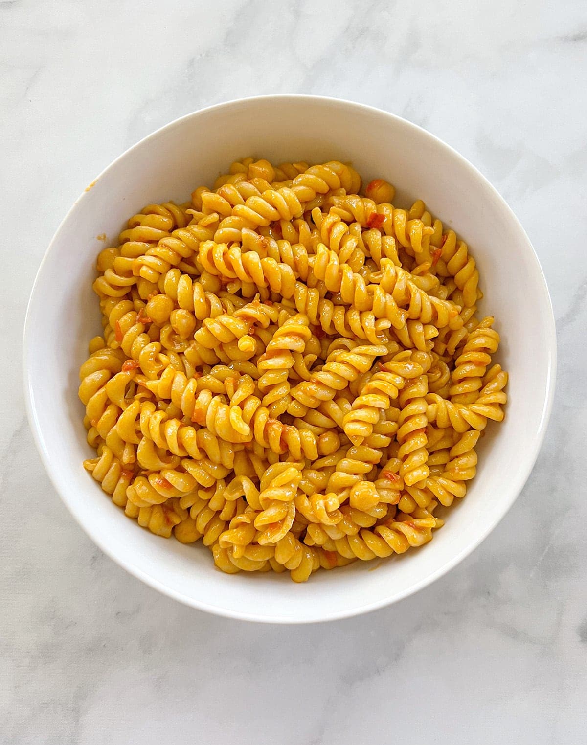 a bowl of harissa pasta. 