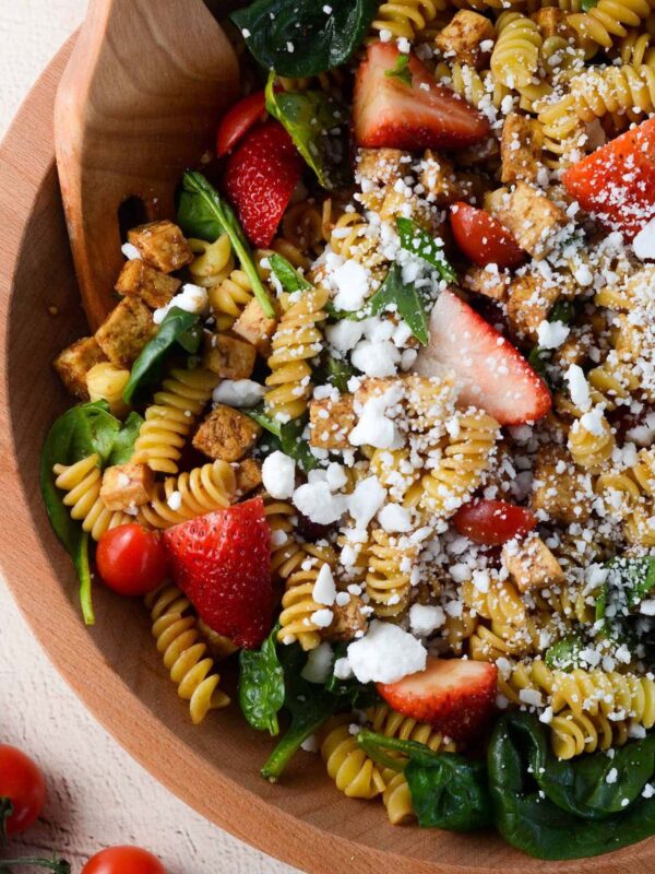 Strawberry Balsamic Tofu Pasta Salad - Naturallie Plant-Based