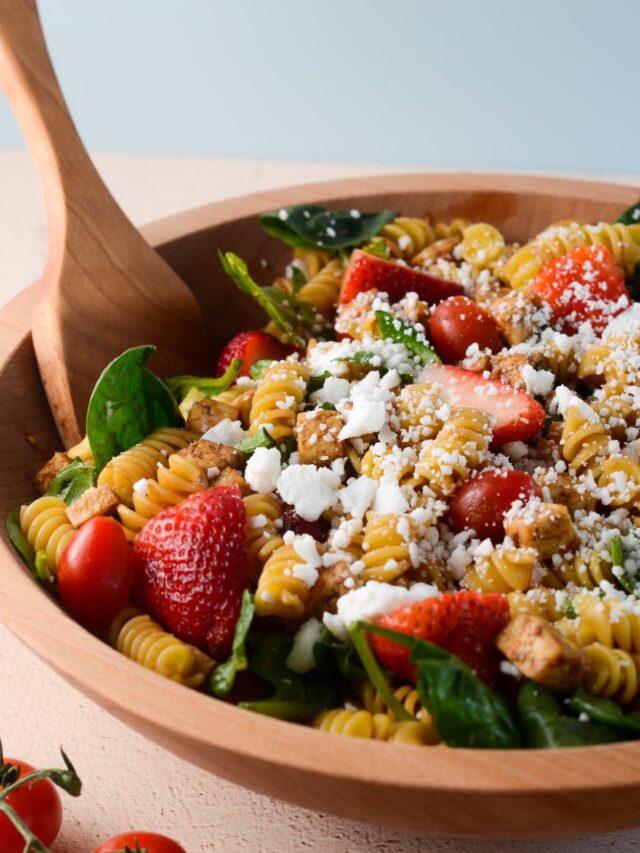 Strawberry Balsamic Tofu Pasta Salad - Naturallie Plant-Based