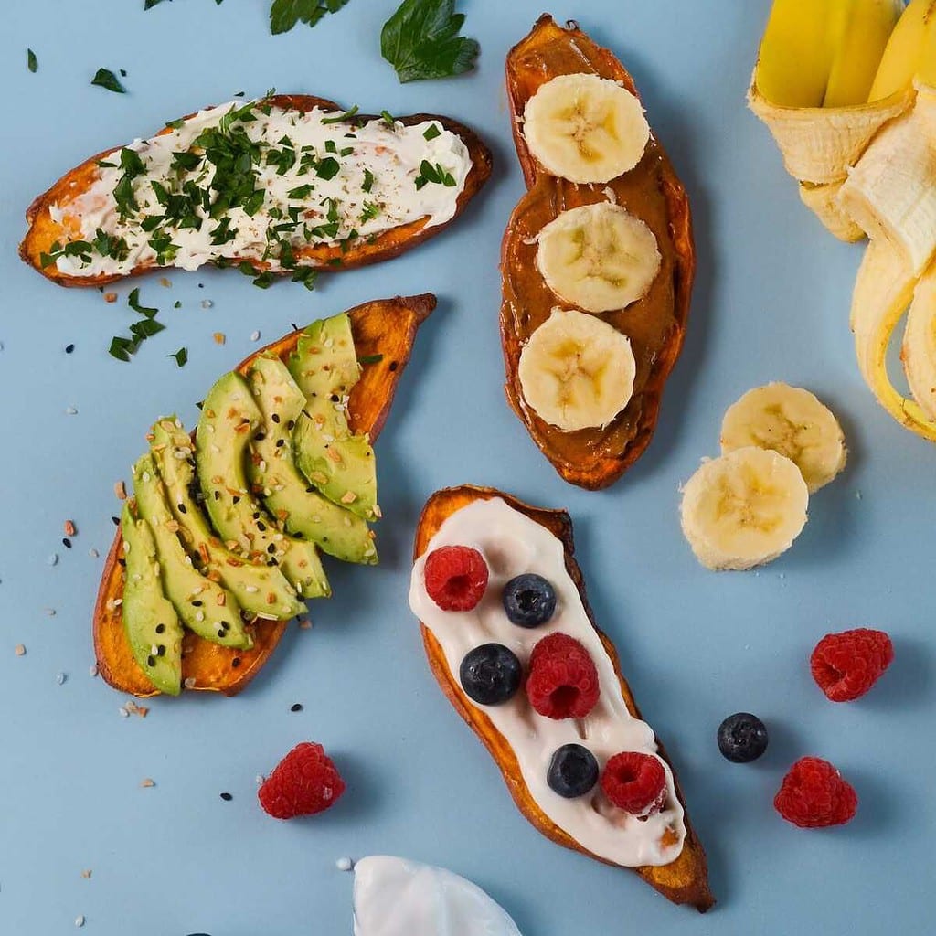 air fryer sweet potato toast overhead shot