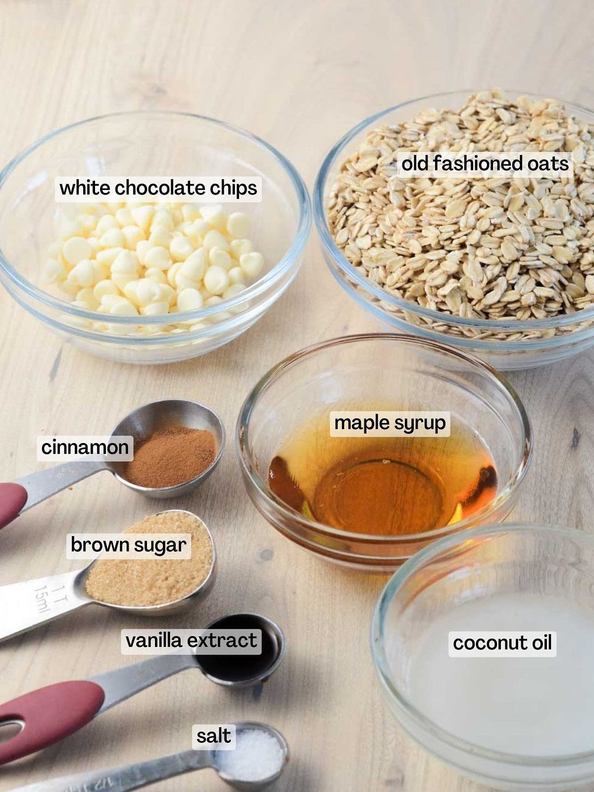 ingredients for cinnamon roll granola on a table