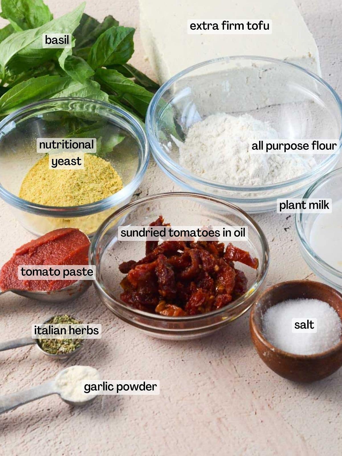 ingredients for tofu gnocchi laid out
