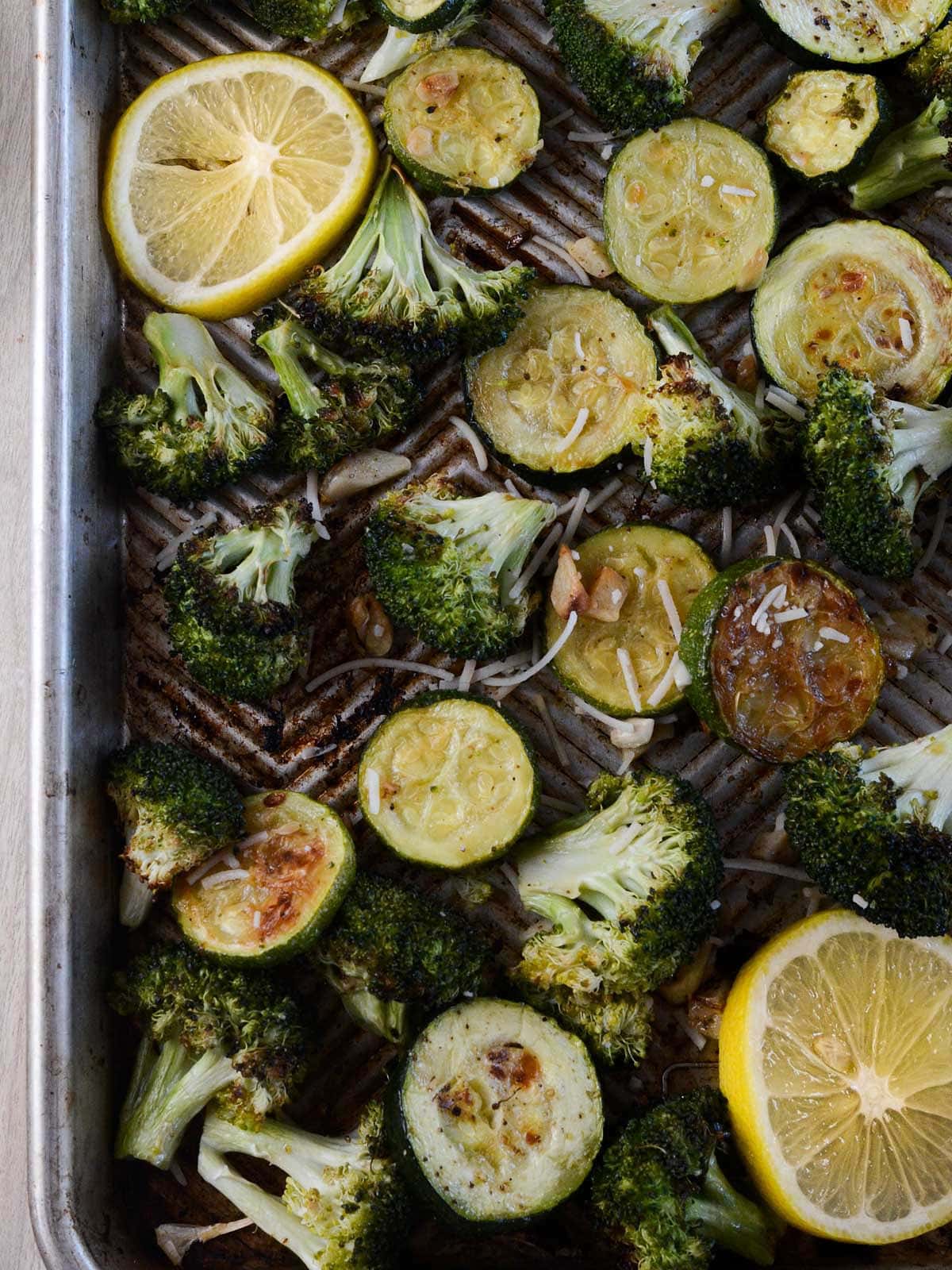 Roasted Broccoli & Zucchini with Lemon & Garlic