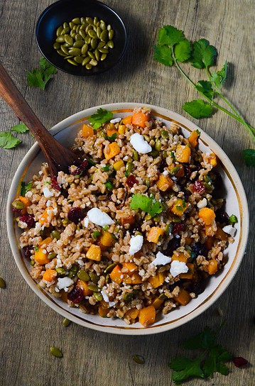 Fall Farro Salad with Butternut Squash - Naturallie Plant-Based