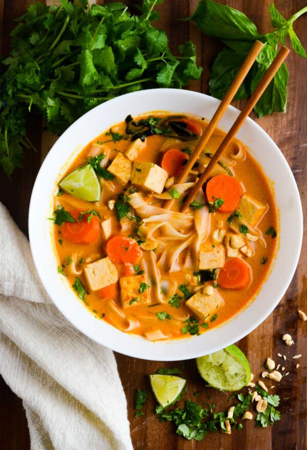 Coconut Curry Noodle Soup with Tofu - Naturallie Plant-Based