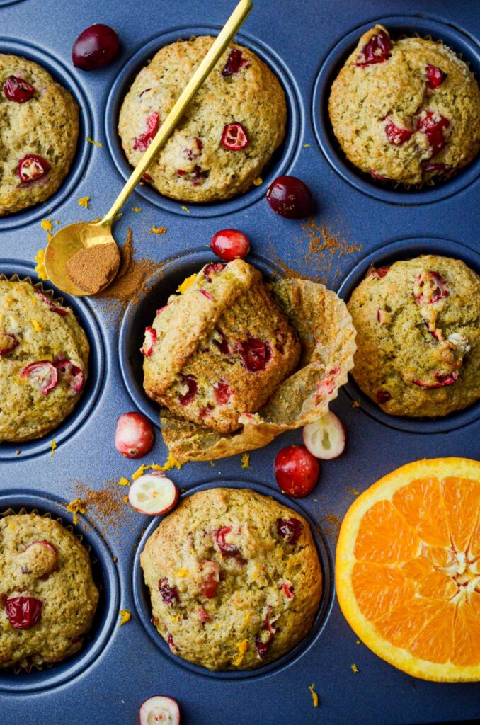 Vegan Cranberry Orange Spiced Bourbon Muffins