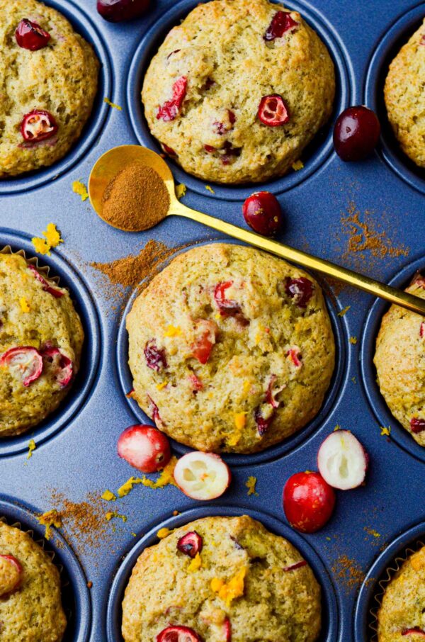 Vegan Cranberry Orange Spiced Bourbon Muffins - Naturallie Plant-Based