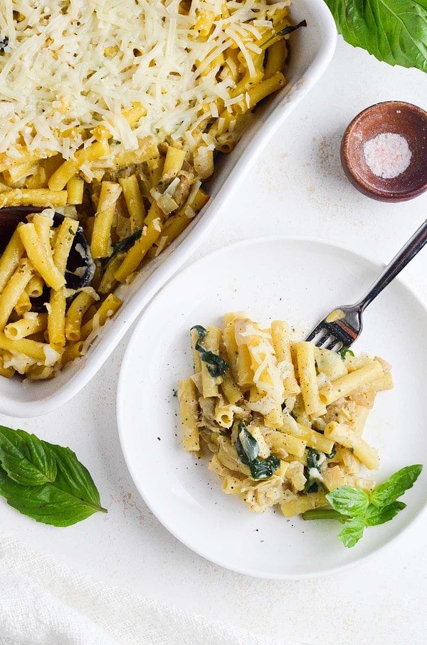 Spinach & Artichoke Baked Ziti (Vegan) - Naturallie Plant-Based