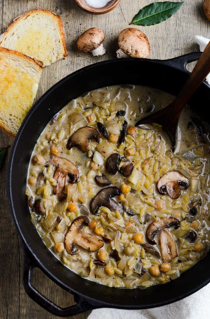 Creamy Garlic Mushroom Orzo Soup