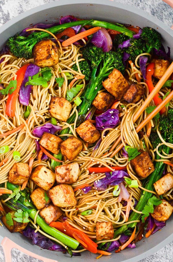 Vegan Lo Mein with Crispy Tofu