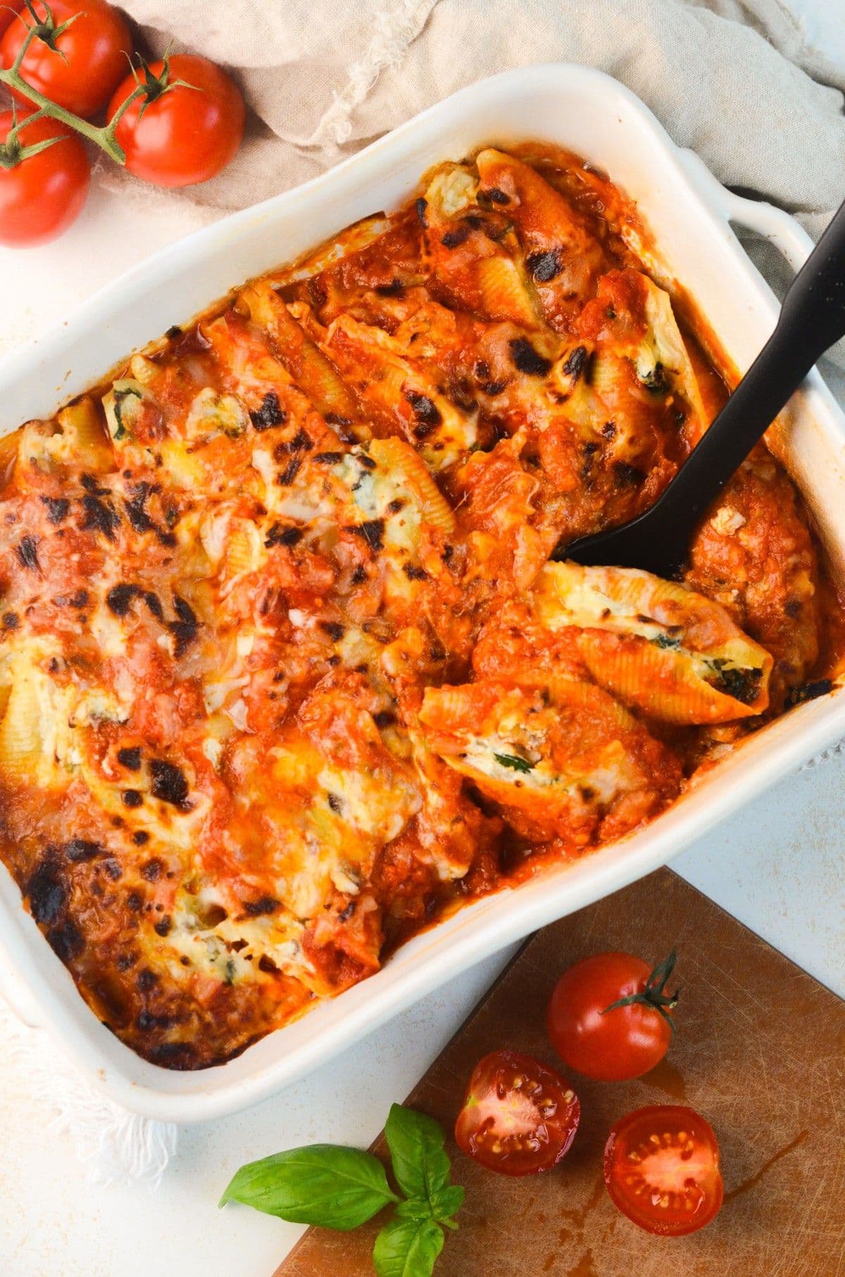 Stuffed Shells with spinach and mushrooms