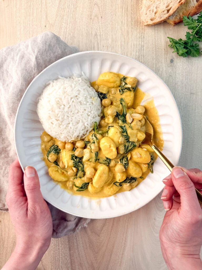 Coconut Curry Gnocchi with Chickpeas and Spinach