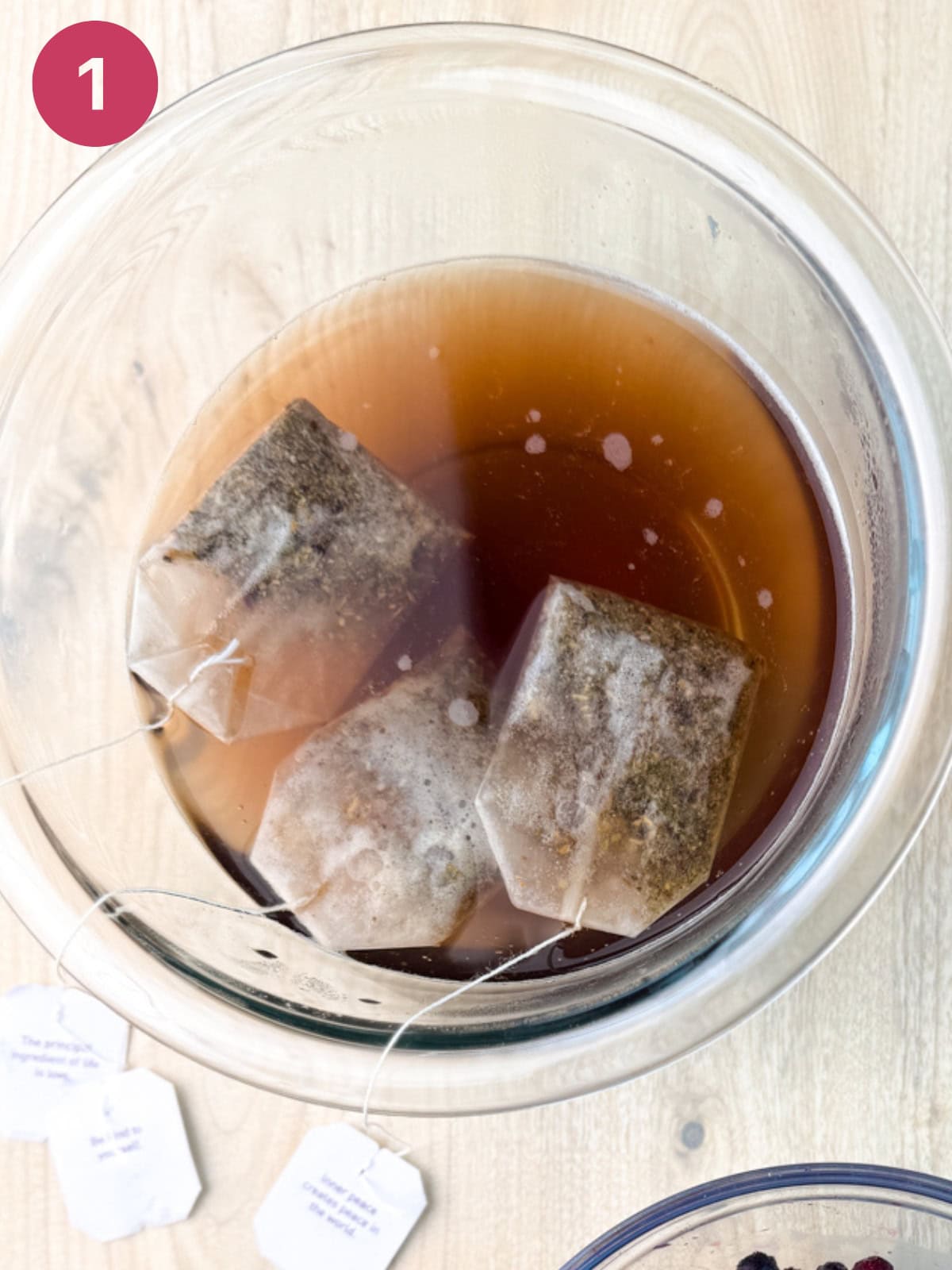 Elderberry tea bags seeping