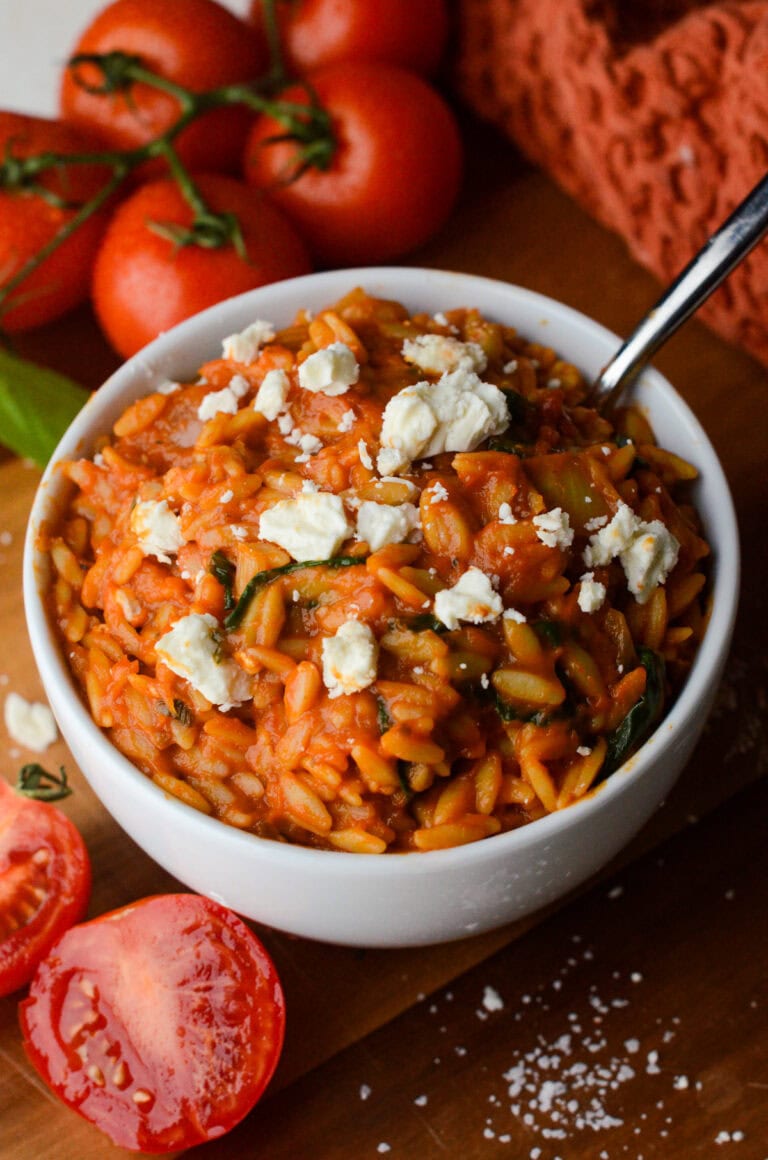 Creamy Tomato Orzo with Feta