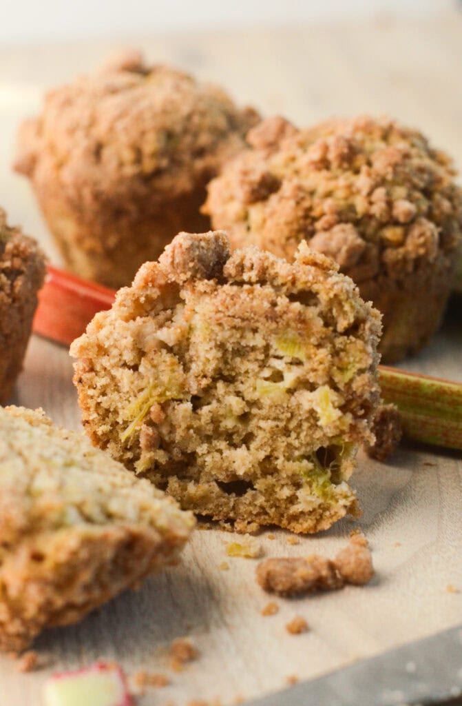Fluffy Rhubarb Muffins with Streusel Topping